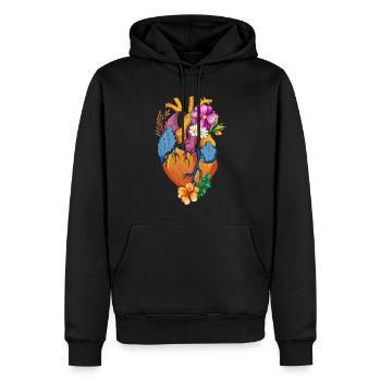 Anatomisches Herz und Blumen - Männer Premium Bio Hoodie - Schwarz - Vorne - Nico (187cm)