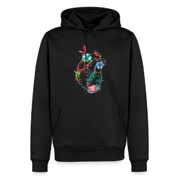 Anatomisches Herz und Blumen - Männer Premium Bio Hoodie - Schwarz - Vorne - Nico (187cm)