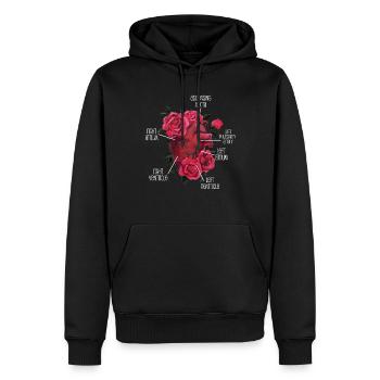 Anatomisches Herz und Blumen - Männer Premium Bio Hoodie - Schwarz - Vorne - Nico (187cm)
