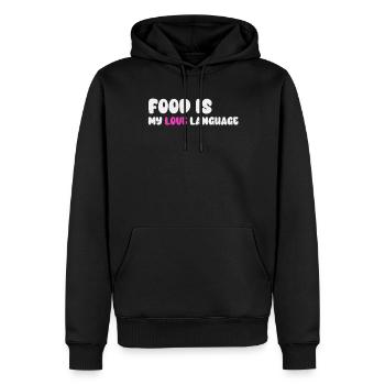 Essen ist meine Liebessprache - Männer Premium Bio Hoodie - Schwarz - Vorne - Nico (187cm)
