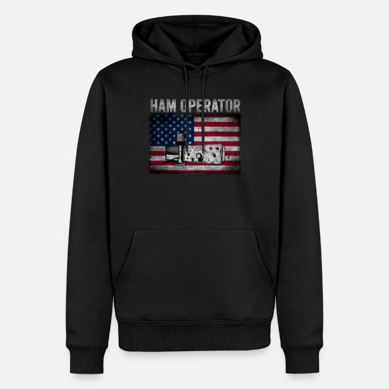 Ham Operator US-Flagge - Männer Premium Bio Hoodie - Schwarz