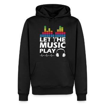 Laissez jouer la musique - Sweat à capuche Premium bio Homme - noir - Devant - Nico (187cm)