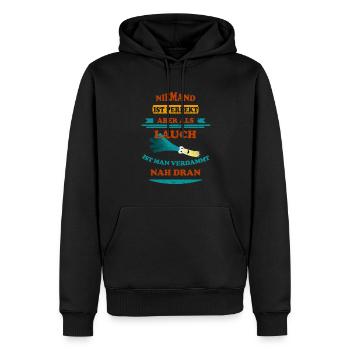 Niemand ist perfekt Lauch Retro Motiv - Männer Premium Bio Hoodie - Schwarz - Vorne - Nico (187cm)
