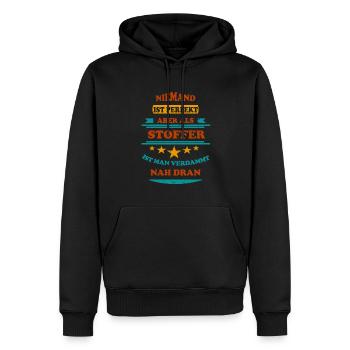 Niemand ist perfekt Stoffer Retro - Männer Premium Bio Hoodie - Schwarz - Vorne - Nico (187cm)