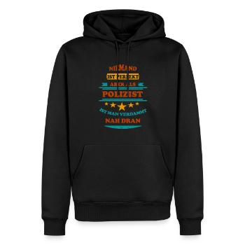 Niemand ist perfekt Polizist Retro - Männer Premium Bio Hoodie - Schwarz - Vorne - Nico (187cm)