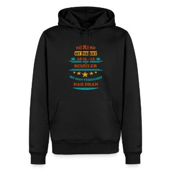 Niemand ist perfekt Schüler Retro - Männer Premium Bio Hoodie - Schwarz - Vorne - Nico (187cm)