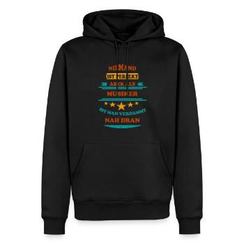Niemand ist perfekt Musiker Retro - Männer Premium Bio Hoodie - Schwarz - Vorne - Nico (187cm)