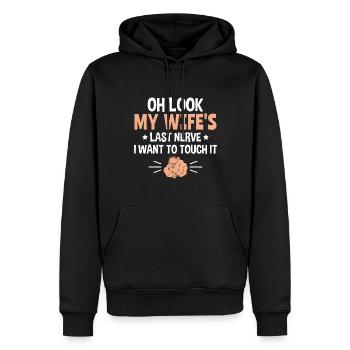 Ehemann: Oh, sieh mir den letzten Nerv meiner Frau an - Männer Premium Bio Hoodie - Schwarz - Vorne - Nico (187cm)