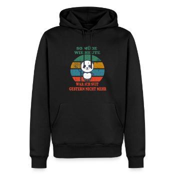 Retro Bear So müde wie heute - Männer Premium Bio Hoodie - Schwarz - Vorne - Nico (187cm)
