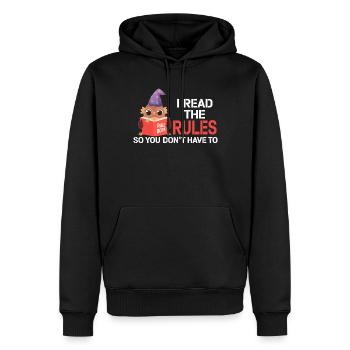J’ai lu les règles pour que vous n’ayez pas - Sweat à capuche Premium bio Homme - noir - Devant - Nico (187cm)
