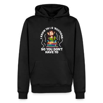 Ich kenne die Strukturen, damit Sie es nicht tun müssen - Männer Premium Bio Hoodie - Schwarz - Vorne - Nico (187cm)