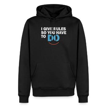 Ich gebe Regeln, also musst du es tun - Männer Premium Bio Hoodie - Schwarz - Vorne - Nico (187cm)