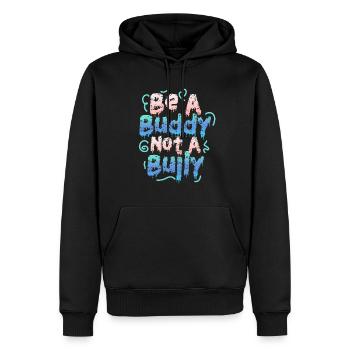 Sei ein Kumpel, kein Mobber Anti-Mobbing - Männer Premium Bio Hoodie - Schwarz - Vorne - Nico (187cm)