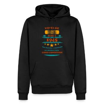 Vintage Retro 1945 - Men’s Premium Organic Hoodie - black - Front - Nico (187cm)