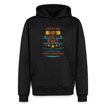 Vintage Retro 1947 - Men’s Premium Organic Hoodie - black - Front - Nico (187cm)