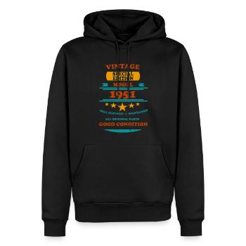 Vintage Retro 1951 - Männer Premium Bio Hoodie - Schwarz - Vorne - Nico (187cm)