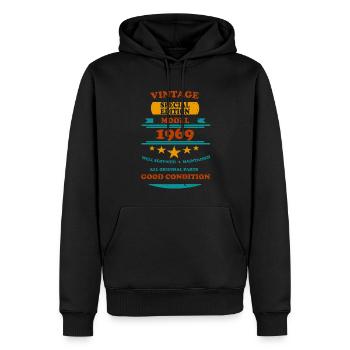 Vintage Retro 1969 - Men’s Premium Organic Hoodie - black - Front - Nico (187cm)