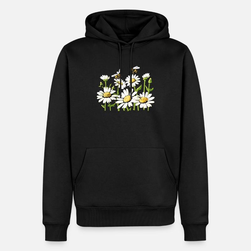 Marguerites Gänseblümchen Sommer Gänseblümchen Blumengarten - Männer Premium Bio Hoodie - Schwarz