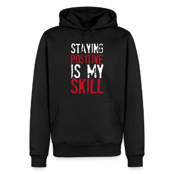 Rester positif est ma compétence - Sweat à capuche Premium bio Homme - noir - Devant - Nico (187cm)