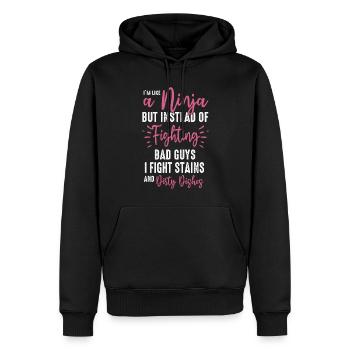 Comme une femme au foyer ninja - Sweat à capuche Premium bio Homme - noir - Devant - Nico (187cm)
