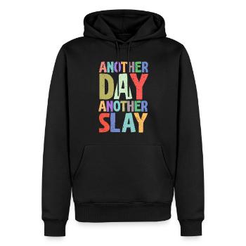 Ein anderer Tag, ein weiterer Slay, motivierend - Männer Premium Bio Hoodie - Schwarz - Vorne - Nico (187cm)