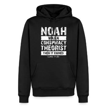 Noé était un théoricien du complot et il pleuvait - Sweat à capuche Premium bio Homme - noir - Devant - Nico (187cm)
