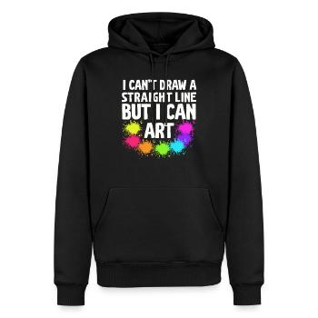 Ich kann keine gerade Linie zeichnen, aber ich kann Kunst - Männer Premium Bio Hoodie - Schwarz - Vorne - Nico (187cm)