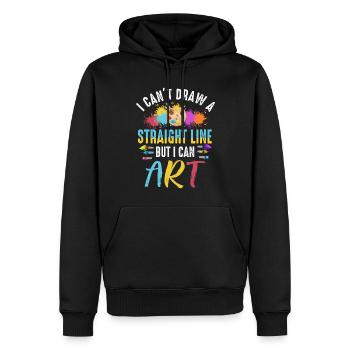 Je ne peux pas tracer une ligne droite mais je peux Art - Sweat à capuche Premium bio Homme - noir - Devant - Nico (187cm)