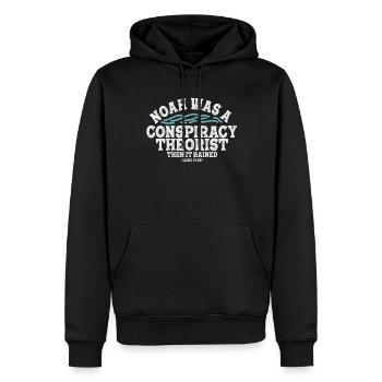 Noé était un théoricien du complot et il pleuvait - Sweat à capuche Premium bio Homme - noir - Devant - Nico (187cm)