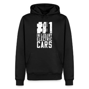 N ° 1 dans les voitures électriques de luxe - pour voiture électrique - Sweat à capuche Premium bio Homme - noir - Devant - Nico (187cm)