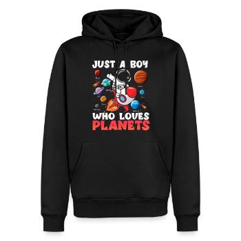 Nur ein Junge, der das Sonnensystem der Planeten liebt - Männer Premium Bio Hoodie - Schwarz - Vorne - Nico (187cm)