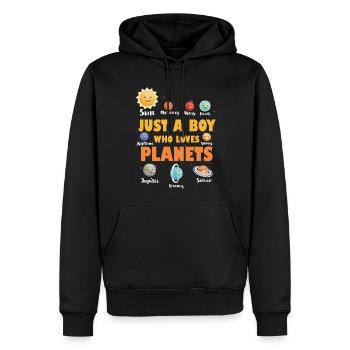 Nur ein Junge, der das Sonnensystem der Planeten liebt - Männer Premium Bio Hoodie - Schwarz - Vorne - Nico (187cm)