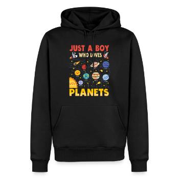 Nur ein Junge, der das Sonnensystem der Planeten liebt - Männer Premium Bio Hoodie - Schwarz - Vorne - Nico (187cm)