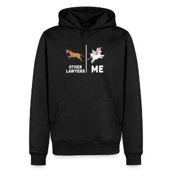Autres avocats Me Licorne Cheval - Sweat à capuche Premium bio Homme - noir - Devant - Nico (187cm)