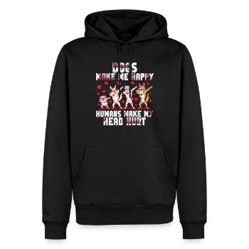 Les chiens me rendent heureux humain me font mal à la tête Doglove - Sweat à capuche Premium bio Homme - noir - Devant - Nico (187cm)