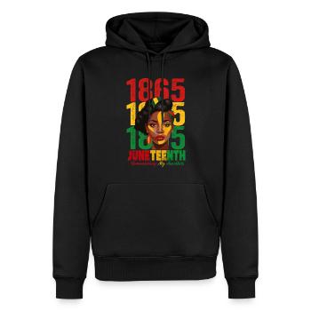 Juneteenth 1865 Gedenken an meine Vorfahren - Männer Premium Bio Hoodie - Schwarz - Vorne - Nico (187cm)