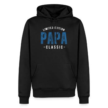 Gift 'Limited Edition Papa Classic' - Men’s Premium Organic Hoodie - black - Front - Nico (187cm)