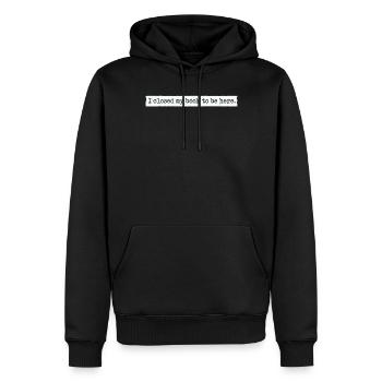 Ich habe mein Buch geschlossen, um hier zu sein Bücherwurm lustiger Spruch - Männer Premium Bio Hoodie - Schwarz - Vorne - Nico (187cm)