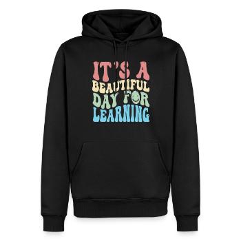 Es ist ein schöner Tag zum Lernen - Männer Premium Bio Hoodie - Schwarz - Vorne - Nico (187cm)