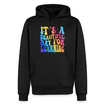 Es ist ein schöner Tag zum Lernen - Männer Premium Bio Hoodie - Schwarz - Vorne - Nico (187cm)