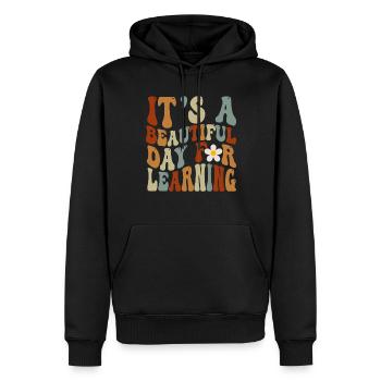 Es ist ein schöner Tag zum Lernen - Männer Premium Bio Hoodie - Schwarz - Vorne - Nico (187cm)