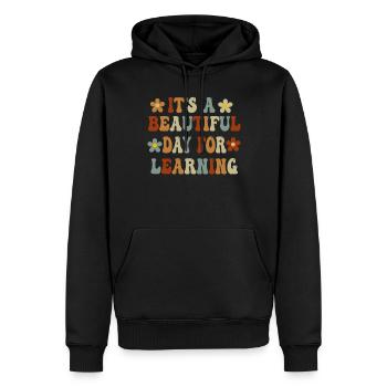Es ist ein schöner Tag zum Lernen - Männer Premium Bio Hoodie - Schwarz - Vorne - Nico (187cm)