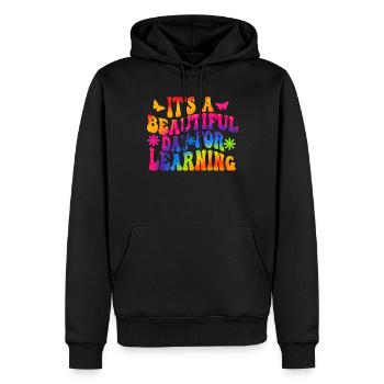 Es ist ein schöner Tag zum Lernen - Männer Premium Bio Hoodie - Schwarz - Vorne - Nico (187cm)