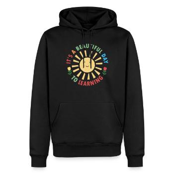 Es ist ein schöner Tag zum Lernen - Männer Premium Bio Hoodie - Schwarz - Vorne - Nico (187cm)