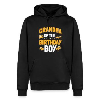 Grand-mère du garçon d’anniversaire Ouvrier de la construction - Sweat à capuche Premium bio Homme - noir - Devant - Nico (187cm)