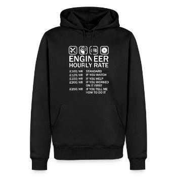 Ingenieur Stundensatz Preisdiagramm Arbeitspreise - Männer Premium Bio Hoodie - Schwarz - Vorne - Nico (187cm)
