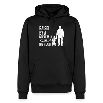 Aufgewachsen von einem großen Mann mit einem großen Herzen Vatertag - Männer Premium Bio Hoodie - Schwarz - Vorne - Nico (187cm)