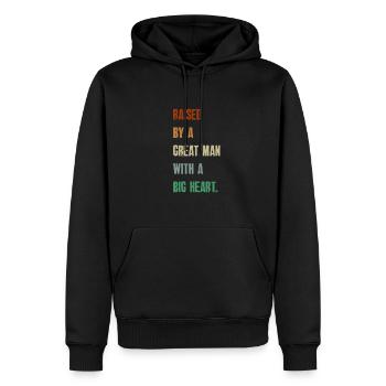 Aufgewachsen von einem großen Mann mit einem großen Herzen Vatertag - Männer Premium Bio Hoodie - Schwarz - Vorne - Nico (187cm)