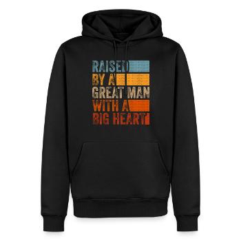 Aufgewachsen von einem großen Mann mit einem großen Herzen Vatertag - Männer Premium Bio Hoodie - Schwarz - Vorne - Nico (187cm)