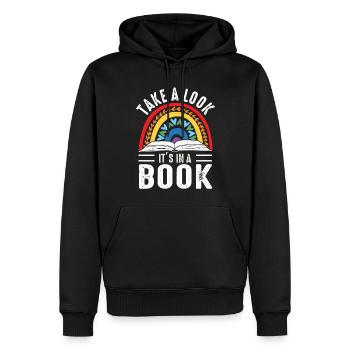 Jetez un coup d’œil C’est dans un rat de bibliothèque de lecture de livre - Sweat à capuche Premium bio Homme - noir - Devant - Nico (187cm)
